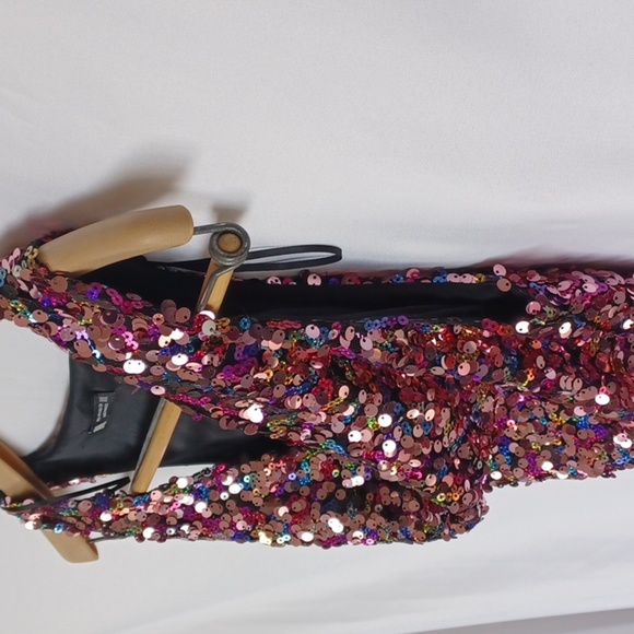 ZARA BLOGGER FAVORITE SHORT SEQUIN DRESS PINK, XS - Picture 6 of 8
